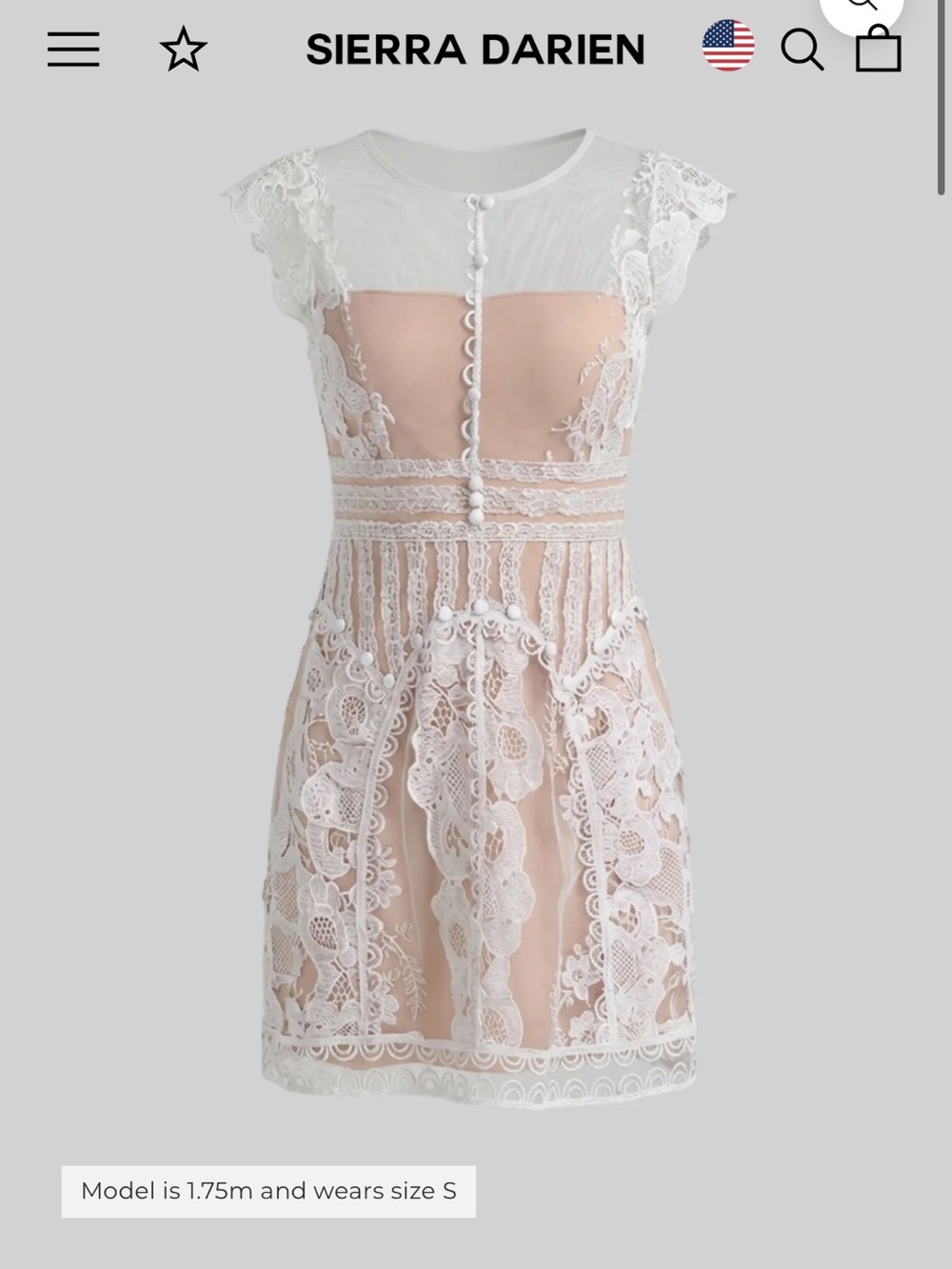 Sierra Darien Blush & White Lace Mini Dress